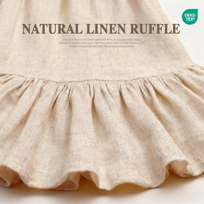 Farmhouse Shower Curtain Ruffle Linen Beige 72" W x 96" L