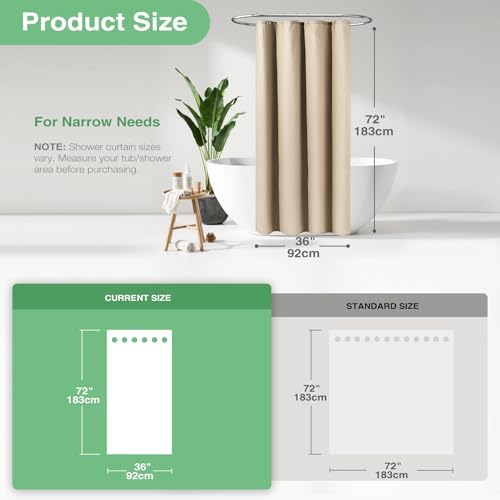 Dynamene Stall Waffle Shower Curtain 256 GSM Heavy Fabric 36x72 Beige/Khaki