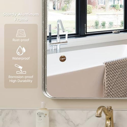 36"x30" Bathroom Vanity Mirror for Wall Aluminum Framed Farmhouse Rectangle