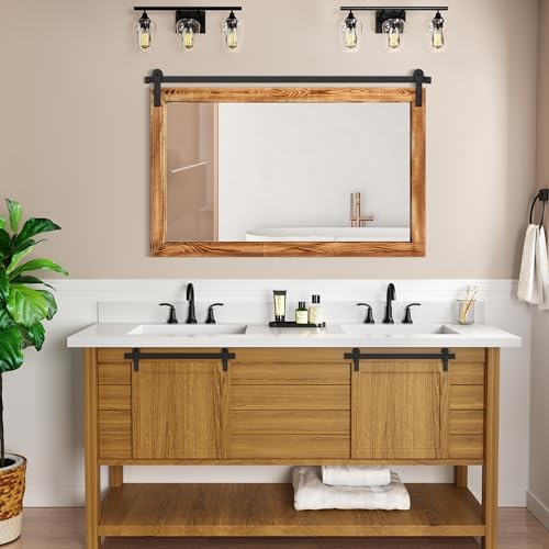 COGOOD Farmhouse Bathroom Mirrors for Over Sink - 30 x 49 Brown