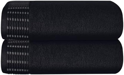 BELIZZI HOME Cotton 2 Pack Oversized Bath Towel Set 28x55 inches, Large Bath Towels, Ultra Absorbant Compact Quickdry & Lightweight Towel, Ideal for Gym Travel Camp Pool - Black