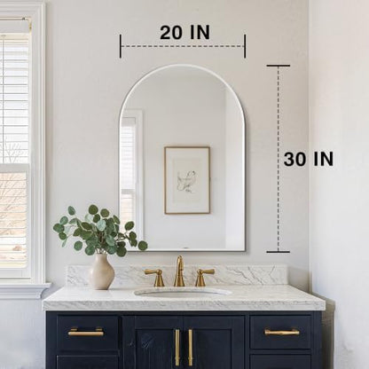 FICTOR 20" x 30" Arched Bathroom Vanity Mirror for Over Sink, Silver