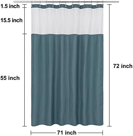 N&Y HOME Waffle Weave Shower Curtain with Snap-in Liner Set 71x72, Teal