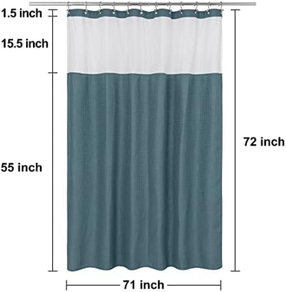 N&Y HOME Waffle Weave Shower Curtain with Snap-in Liner Set 71x72, Teal