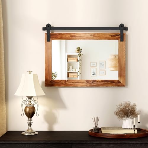 COGOOD Farmhouse Barn Door Mirror - 18 x 25 Brown