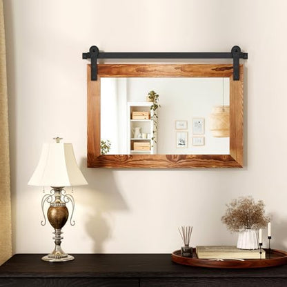 COGOOD Farmhouse Barn Door Mirror - 18 x 25 Brown
