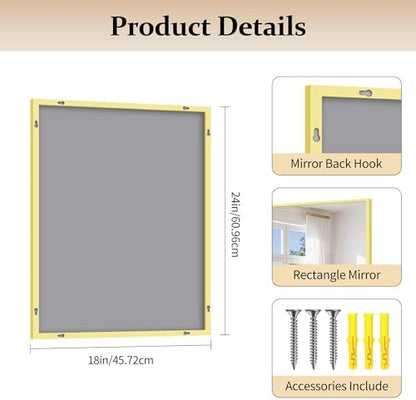 COFENY Gold Bathroom Mirror for Wall, 18x24 Inch Rectangle Mirror with Metal Frame, Modern Vanity Mirrors for Bathroom Living Room, Entryway Hangs Horizontal or Vertical
