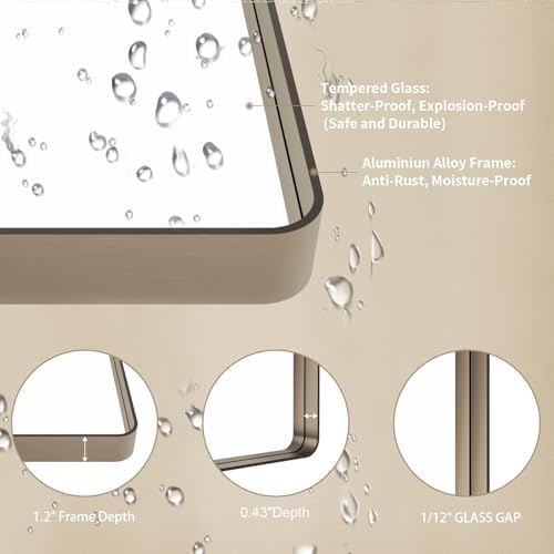 LOAAO 48"X30" Bronze Bathroom Mirror