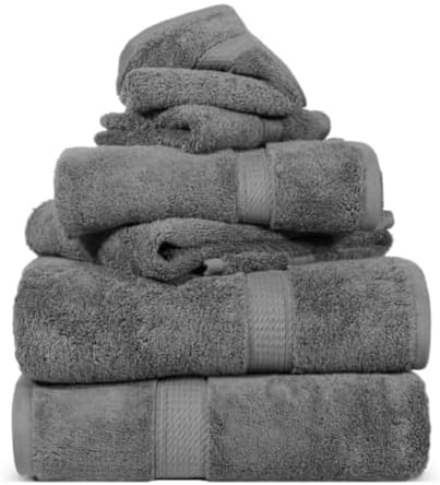 SUPERIOR Egyptian Cotton Ultra Plush & Absorbent, 6 Piece Set, Charcoal