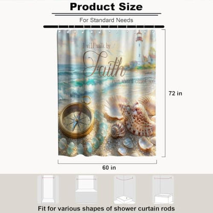 Luxury Aesthetic Ocean Shower Curtain Beach Nautical Funky Inspirational
