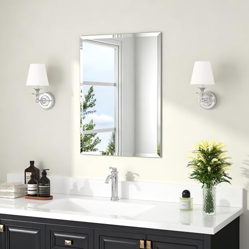 22x30 Inch Bathroom Mirrors for Over Sink, Frameless Mirrors for Wall
