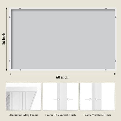 Koonmi White Rectangle Wall Mirror, 36x60 Inch Bathroom Mirror, Aluminum Frame Vanity Mirror for Entryway, Living Room, Bedroom Bathroom, Hangs Horizontally or Vertically
