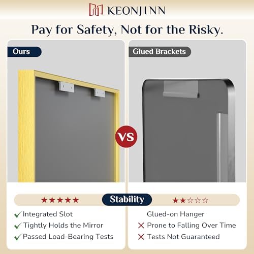 Keonjinn 60x40 Inch Gold Bathroom Mirror for Over Sink, Rectangular