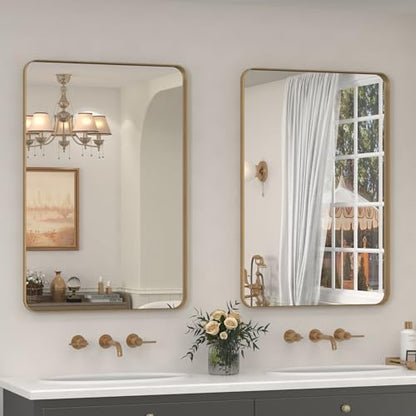 2 Pack of 24x36 Inch Gold Bathroom Vanity Mirror