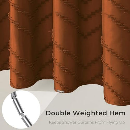 Orange Boho Fabric Shower Curtain 72 x 90 Inches