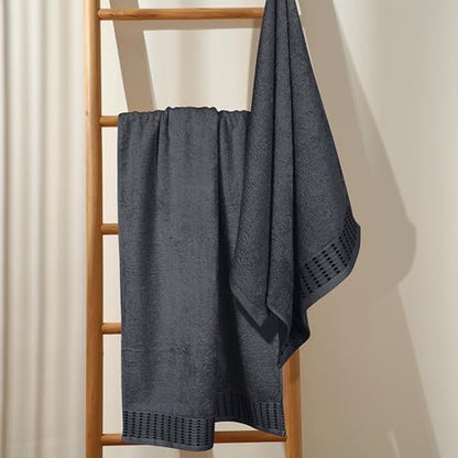 BELIZZI HOME Cotton 2 Pack Oversized Bath Towel Set 28x55 inches, Large Bath Towels, Ultra Absorbant Compact Quickdry & Lightweight Towel, Ideal for Gym Travel Camp Pool - Charcoal Grey