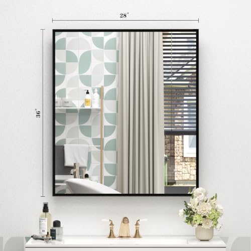 Black Framed Bathroom Mirror for Over Sink 28x36