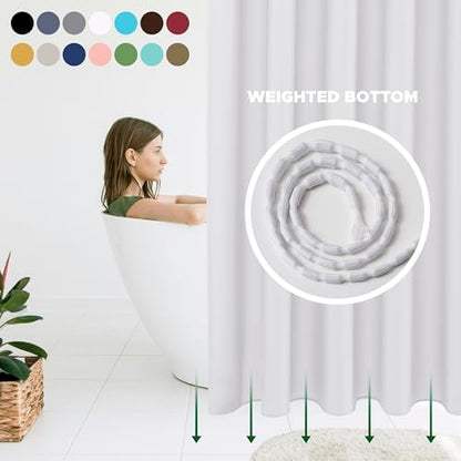 Fabric Shower Curtain Liner 72"W x 65"L-White Short Height Shower Liners
