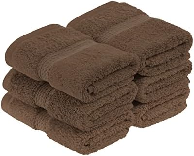 Superior Egyptian Cotton Plush & Absorbent, Face Towel Set of 6, Chocolate