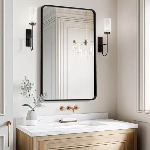 USHOWER Black Bathroom Mirrors for Over Sink 24 x 36 Inch