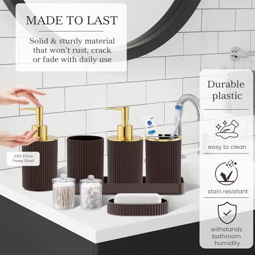 Brown Bathroom Accessories Set, 10PC Bathroom Set