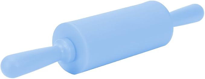 Non-Stick Silicone Rolling Pin Dough Rollers for Baking and Rolling Dough with Wooden Handle for Home Kitchen Children Cake 9 Inch(Blue)