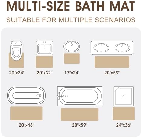 ACCUMTEK Memory Foam Bath Mat, Ultra Soft Absorbent Waffle Bathroom Rugs, Super Non-Slip PVC Backing Bath Rug Quick Dry, Machine Washable Rug for Tub, Shower, Home Decor Accessory, 24" x 17", Beige