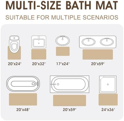 ACCUMTEK Memory Foam Bath Mat, Ultra Soft Absorbent Waffle Bathroom Rugs, Super Non-Slip PVC Backing Bath Rug Quick Dry, Machine Washable Rug for Tub, Shower, Home Decor Accessory, 24" x 17", Beige