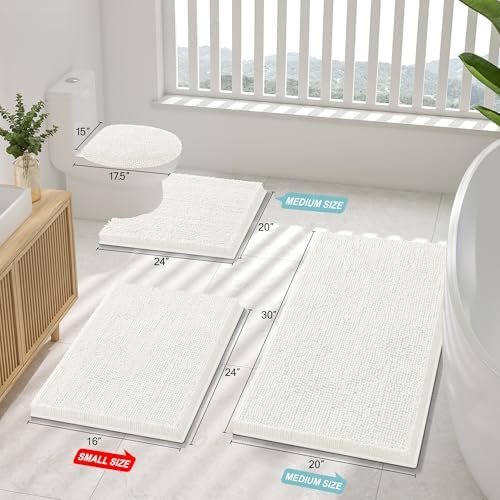 Smiry Bathroom Rugs 59X24, Luxury Chenille Extra Soft Absorbent Bath Mat