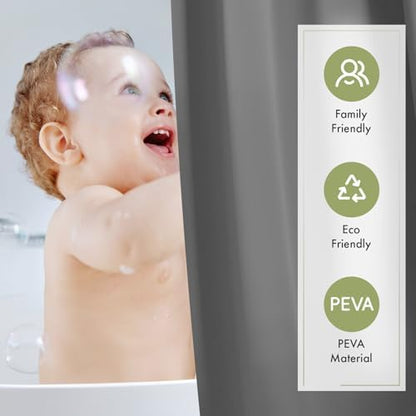 Amazer Grey Shower Curtain Liner, 72x72 Plastic Shower Liner PEVA Medium Weight Inside Shower Curtains for Bathroom with Rustproof Grommets
