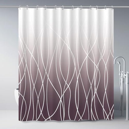 Striped Shower Curtain for Bathroom, Burgundy, 72" W x 72" L