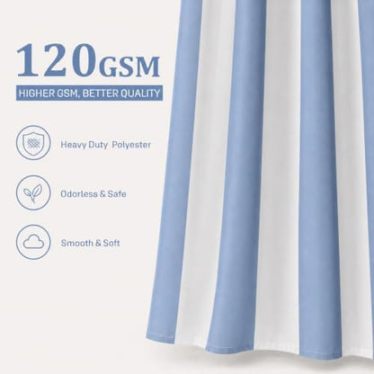 Ohocut Vertical Striped Shower Curtain, Cute Retro Vintage Blue Stripe Bathroom Shower Curtain, Waterproof Polyester Fabric Modern Bath Curtain for Bathroom 72x72 Inches Blue