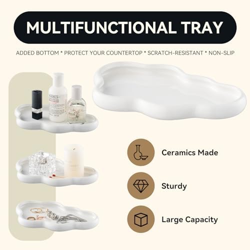 3-Piece White Ceramic Bathroom Accessories Set with Tray, Lotion Dispenser, and Tumbler for a Luxurious Bath Experience