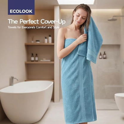 ecolook 2 Pack 100% Cotton Bath Towels, 28 x 55 Inches, Soft