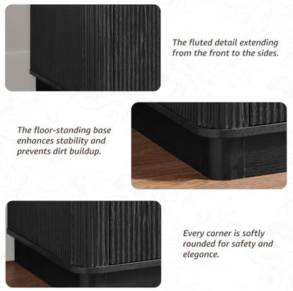 T4TREAM 72" Fluted Bathroom Vanity with 2 Single Sinks, Black Oak