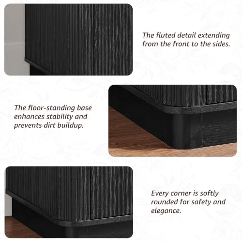T4TREAM 60" Fluted Bathroom Vanity with Double Sink, Black Oak
