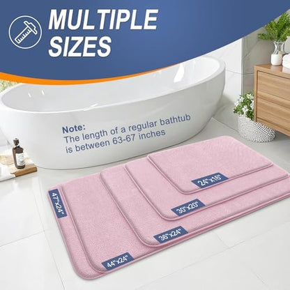 OLANLY Memory Foam Bathroom Runner Rugs 59x24, Long Bath Mats, Dusty Rose