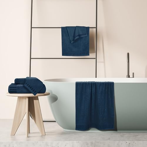 BELIZZI HOME Ultra Soft 6 Pack Cotton Towel Set, Contains 2 Bath Towels 28x55 inch, 2 Hand Towels 16x24 inch & 2 Wash Cloths 12x12 inch, Ideal Everyday use, Compact & Lightweight - Mineral Blue
