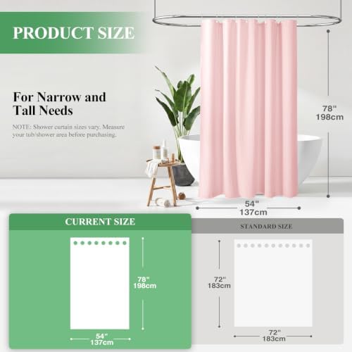 Dynamene Stall Waffle Shower Curtain 256 GSM Heavy Fabric 54x78 Pink