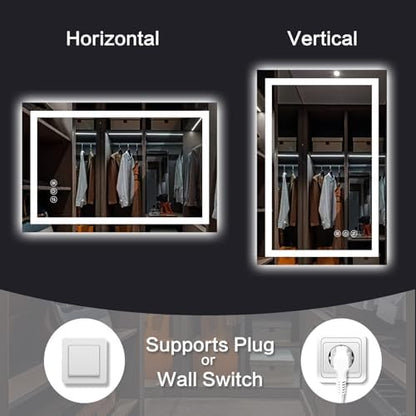 30"x 36" LED Bathroom Mirror with Lights, Backlit & Front Lit Vanity Mirror