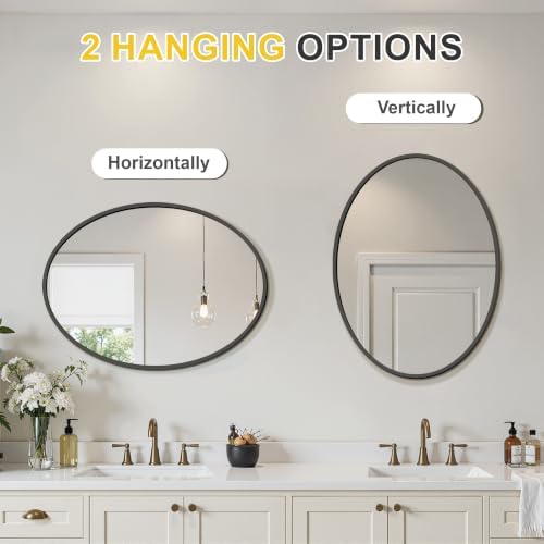 Black Oval Bathroom Mirror for Wall, 24"x32" Bathroom Vanity Mirror