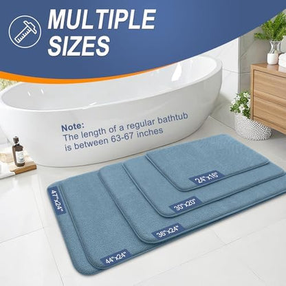 OLANLY Memory Foam Large Bathroom Rugs 44x32, Absorbent Bath Mat, Airy Blue
