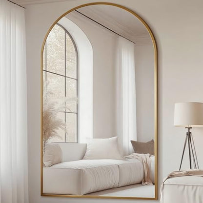Dewfig Arched Full Length Mirror, 81"x41" Large Floor Mirror, Gold