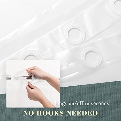 No Hook PEVA Shower Curtain or Liner, Standard Size 71 x 74, Clear