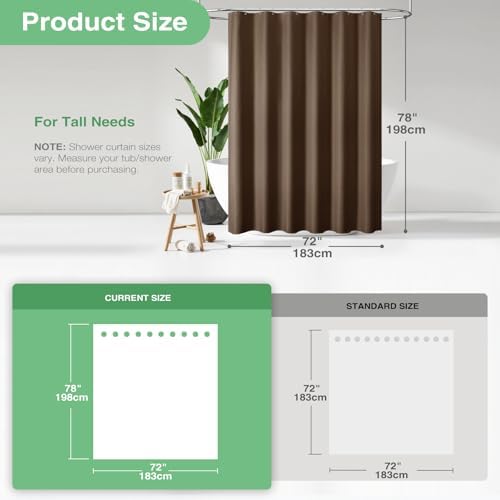 Dynamene Long Waffle Shower Curtain 256 GSM Heavy Fabric 72x78 Brown