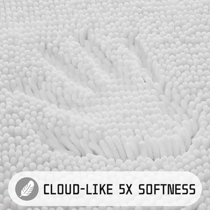 Yimobra Long Bathroom Rugs 47"x24", Extra Soft Non Slip Bath Mat for Tub, Super Absorbent Quick Dry Shaggy Rug Floor Carpet, Machine Washable,White