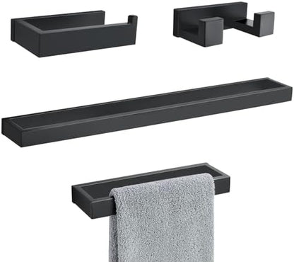 Lairuier Matte Black Bathroom Hardware Accessories, 4PCS Towel Bar Set