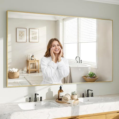 Koonmi Gold Mirrors for Wall, 36x60 Inch Bathroom Mirror, Rectangular Wall Mirror for Living Room Bedroom Bathroom, Hangs Horizontally or Vertically