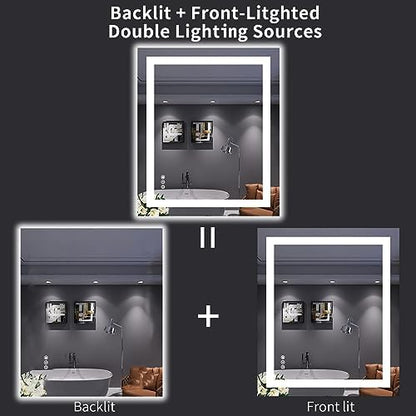 LOAAO 30X36 LED Bathroom Mirror with Lights, UL Listed