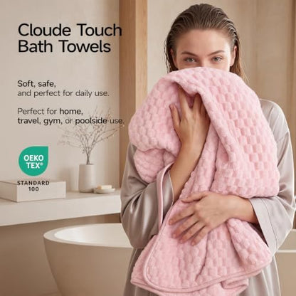 REDKISS Microfiber Bath Towel Large, 31”x 61” 4 Pack, Super Absorbent